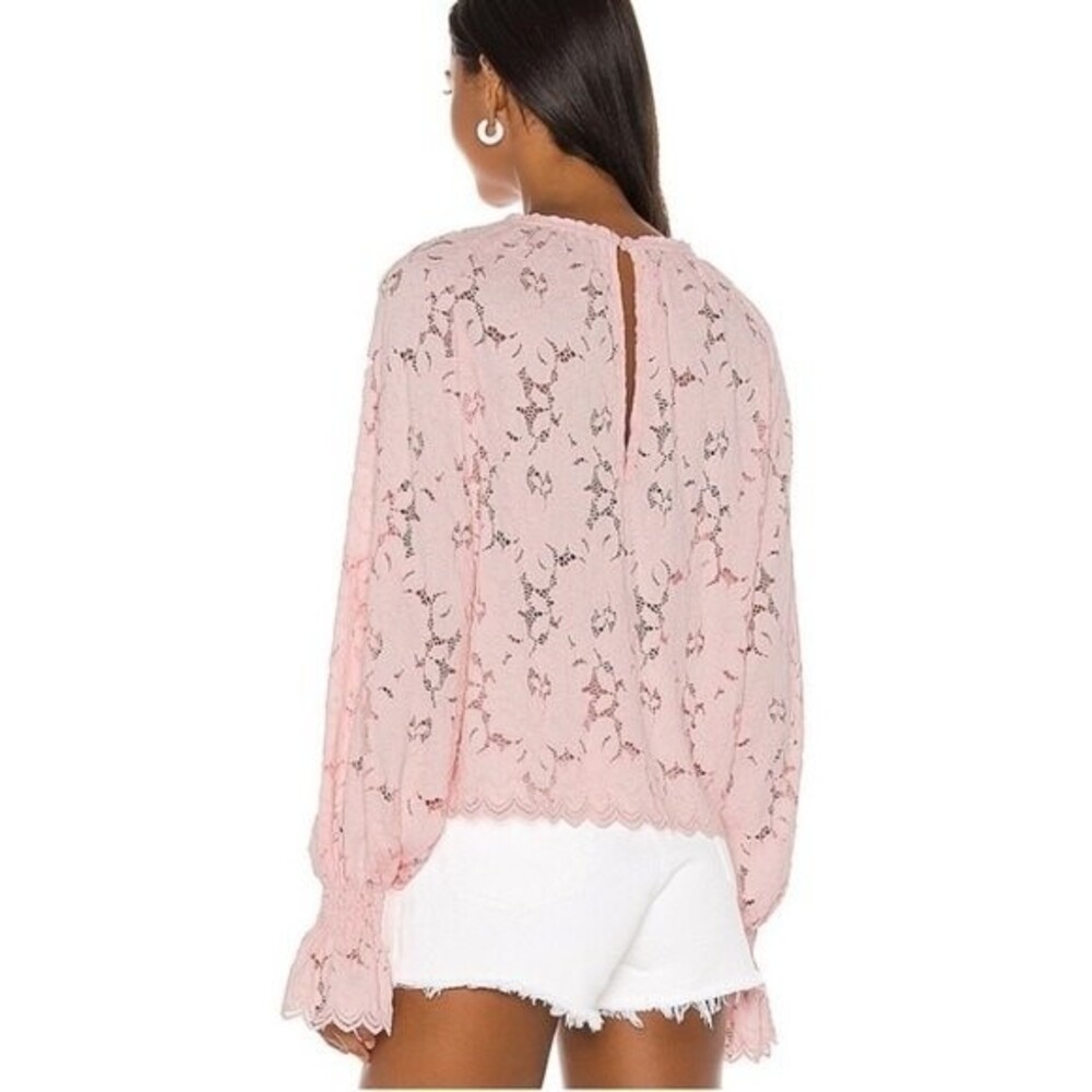 Free People Olivia Lace Tee in Pink S NWOT - Picture 7 of 16